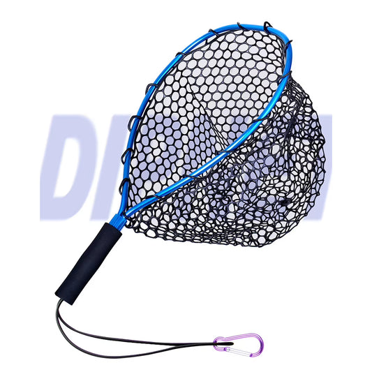 Aluminum Alloy Fishing Landing Net with Soft Rubber Mesh - Ideal for Catch and Release, Perfect Gift for Anglers
